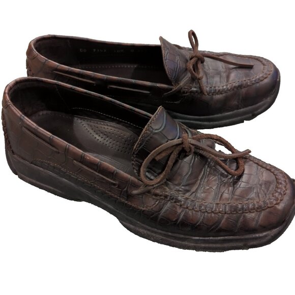 Cole Haan Gunnison Brown Embossed Slip On Driver Loafers Men's Size 10.5-lp - Picture 1 of 11